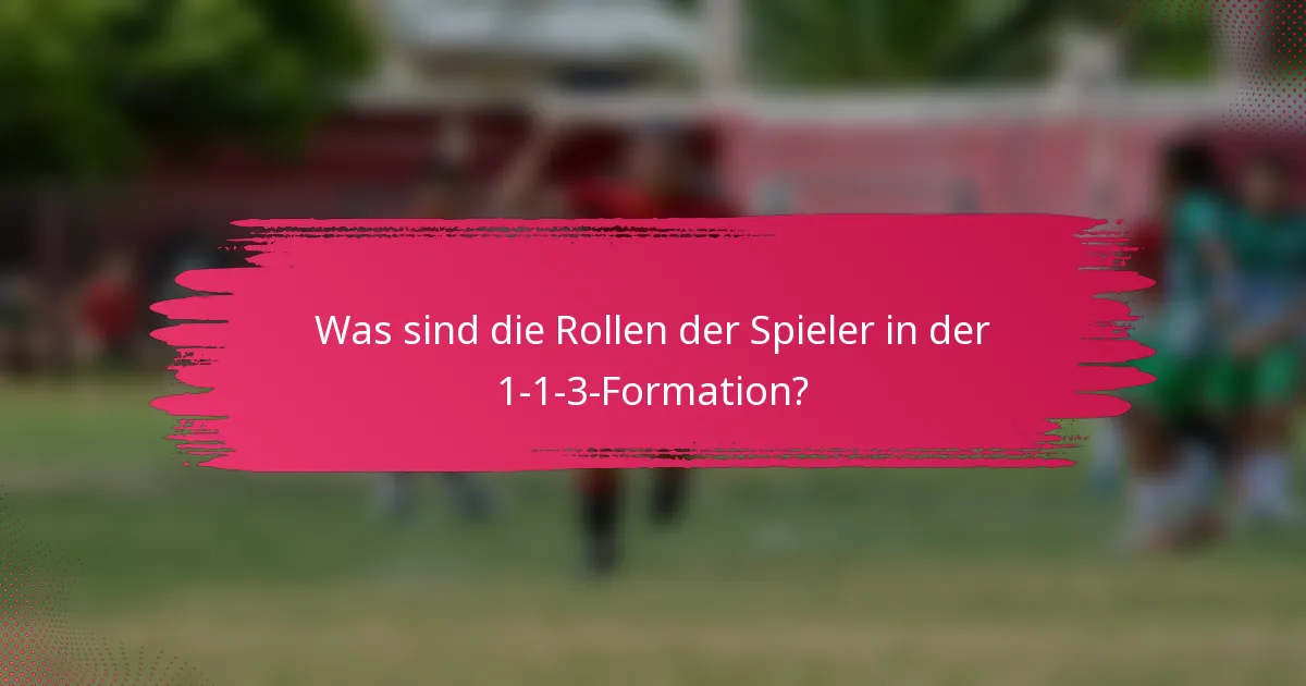 Was sind die Rollen der Spieler in der 1-1-3-Formation?